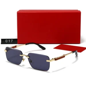 Rimless Diamond-Cut Sunglasses with Wooden Legs
