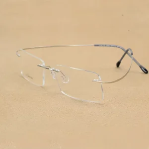 Rimless Flexible Titanium Optical Frames with Alloy Frame and AC Lenses