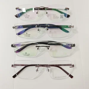 Rimless Metal Optical Frames Lightweight Gold Letter Pattern Lens Eyewear