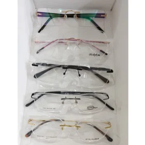 Rimless Metal Rectangle Colored Eyeglass Frames for Men and Women