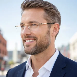 Rimless Metal Rectangle Optical Eyeglass Frames