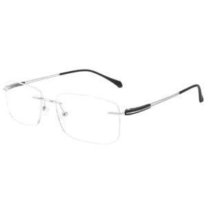 Rimless Metal Temple Rectangle Optical Frames for Men and Women