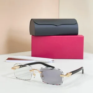 Rimless Photochromic Eyeglasses Gold Frame Anti-UV400 Light Transition Lenses Fashion Eyewear for Business Travel Driving