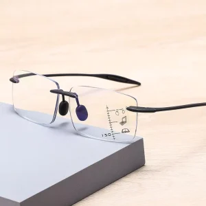 Rimless Progressive Reading Glasses Anti Blue Light Glasses Multifoca Reading Glasses Men Optical Eyewear