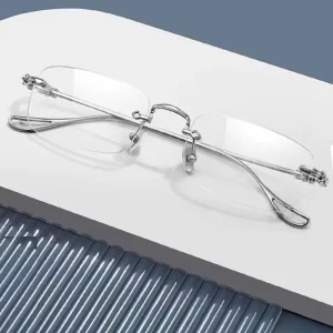 Rimless Reading Glasses with Diamond Cut Rim Blue Light Blocking