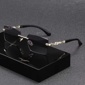 Rimless Rectangle Gradient Sunglasses for Women and Men UV400 Eyewear