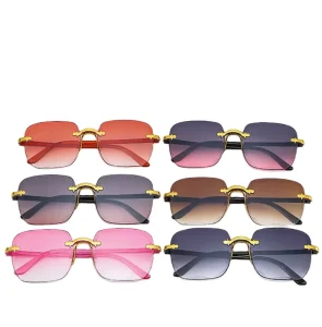 Rimless Rectangle Tinted Sunglasses for Men and Women