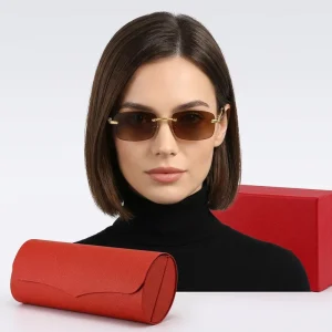 Rimless Square Sunglasses UV400 Protection Retro Tinted Sunglasses for Driving Men Women
