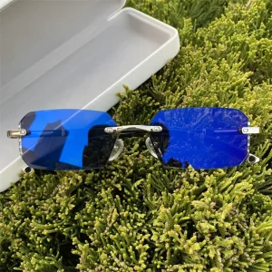 Rimless TR90 Photochromic Optical Glasses UV400 Anti-Blue-Light Small Rectangle Polygon Diamond Photogray Women