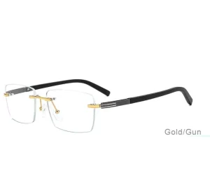 Rimless Titanium Optical Frames with Acetate Temples for Men