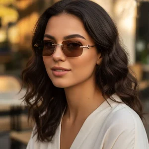 Rimless UV400 Sunglasses Women Men