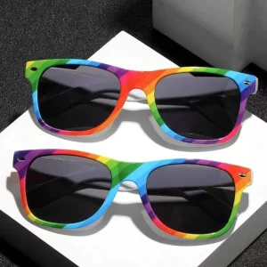 Rivet Sunglasses with Decorative Rainbow PC Frame UV400