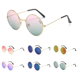 Rose Gold Eyewear Classic Retro Men Women Sun Glasses Fashion Mirrored Round Metal Sunglasses