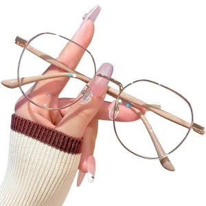 Rose Gold Reading Glasses Blue Light Blocking Womens Senior Presbyopic Eyewear Lightweight Long Wear Model 1318
