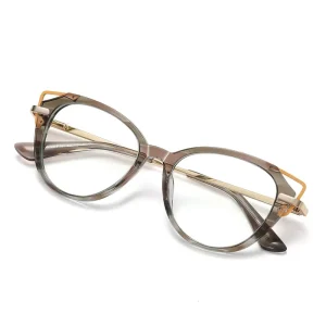 Round Acetate Cat-Eye Anti-Blue-Light Optical Eyeglasses Frames for Women