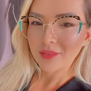 Round Blue Light Blocking Eyeglasses Frame for Women Green Leopard Optical Computer Prescription Glasses