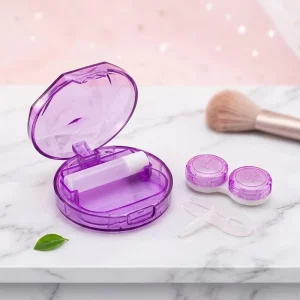 Round Candy Color Contact Lens Case Wearing Tools Couple Box Eyes Contact Lens Case With Tweezers Sucker