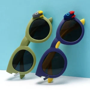 Round Cartoon Rocket-Shaped Polarized Sunglasses for Children