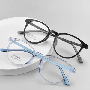 Round Clear Transparent Multicolor Flexible Rubber Titanium Eyeglass Frames for Women