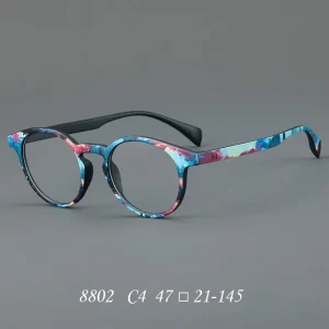 Round Eyeglass Frames Colorful Vintage Rainbow Frame Black Eyeglass