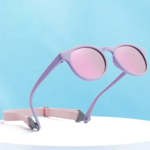Round Flexible Silicone Polarized Sunglasses for Boys and Girls Ages 0-3
