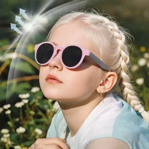 Round Foldable Kids Sunglasses TR90 Frame for Outdoor UV Protection