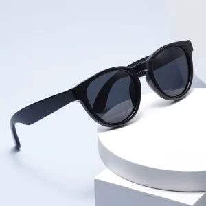 Round-Frame Polarized Sunglasses with Dark Lenses for Outdoor Activities