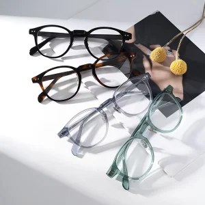 Round Full-Rim Transparent Acetate Lightweight Optical Frames