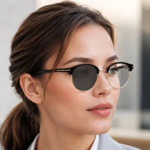 Round Metal Photochromic Sunglasses Anti-Blue-Light UV400 for Women Custom Logo
