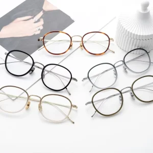 Round Pure Titanium Lightweight Flexible Optical Frames for Men and Women