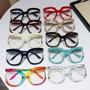 Round Rainbow Eyeglass Frames with Blue Light Lenses