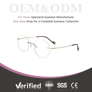 Round Rimless Pure Titanium Eyeglass Frames, Ultralight, Unisex