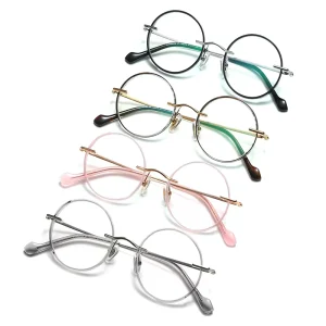 Round Rimless Titanium Alloy Ultralight Optical Eyeglass Frames