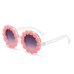 Round Sunflower Flower Sunglasses for Kids and Girls