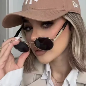 Round Sunglasses Retro Metal Glasses Fashion Women Casual Sunscreen Sunglasses