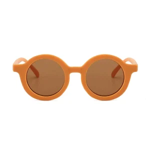 Round Sunglasses for Kids UV400 Resin Frame Green Yellow Red Pink Coffee Boys Girls