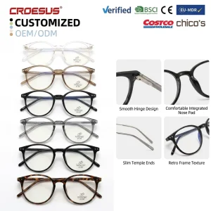Round TR90 Blue Light Blocking Computer Glasses Frames for Men and Women