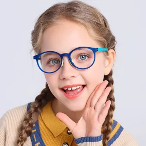 Round TR90 Children’s Blue-Light-Blocking Glasses Flexible Pink Blue Purple