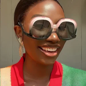 Round Women’s Sunglasses with Custom Oversized Irregular Frame