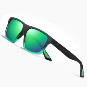 S11109 Lightweight Full Rim Square Polarized Sunglasses UV Protection Green Frames Unisex