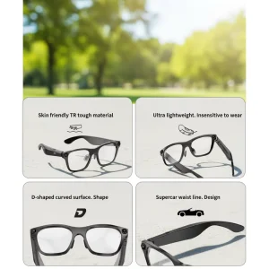 S336 AI Smart Glasses with 8MP Camera, 1080P Video Recording, Bluetooth Audio and Calls