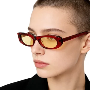 SA185 UV400 TAC Fashion Oval Chic Small Frame Acetate Sunglasses Y2K Aesthetic Luxury Designer British Style Colorful Eyewear