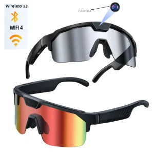 SANVNET Q01 AI Smart Eyewear 8MP Camera Real Time Translation Video Recording Sports Sunglasses UV Protection Cycling