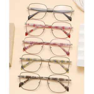 SF G005 Colorful Acetate Temple Metal Lamination Women’s Eyeglasses Optical Frames