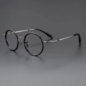 SH0069 Titanium Round Prescription Eyeglasses for Men and Women Gold