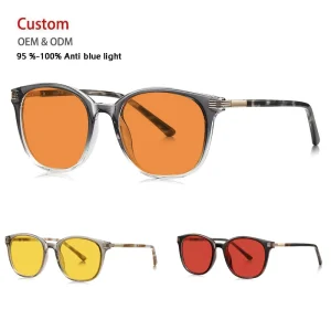 SKYWAY High end Oval Frame Anti blue Light Frame Yellow Lens Fashion Women Eyewear Men Good Sleep Protect Eye Glasses