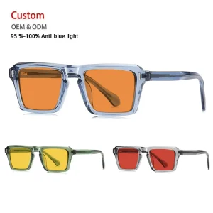 SKYWAY High end Square Frame Anti blue Light Frame Yellow Lens Fashion Women Eyewear Men Good Sleep Protect Eye Glasses