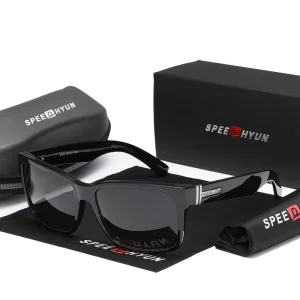 SPEEDHYUN Men’s Fashion Square Sunglasses Hot Selling Red Frame Polarized UV400 Lens Sun Glasses with Mirror Shade LC750