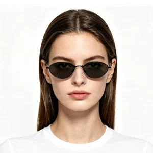 STY9668A Women’s Retro Slim Oval Metal Sunglasses UV400 Gold Silver Frame Clear Anti Blue Light Eyeglasses