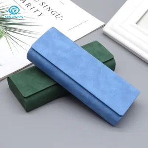 Semi-Hard Protective Rectangle PU Leather Glasses Case with Custom Logo Handmade Eyewear Storage Box